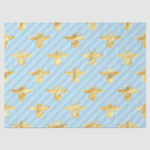 Papel De Seda Série de Abelhas Azul e Dourado Design #6