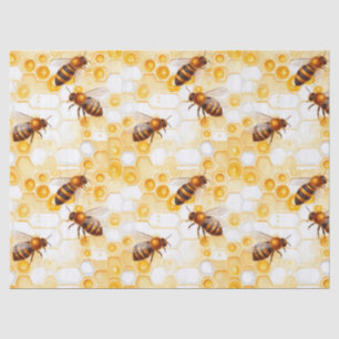 Papel De Seda Série de Abelhas em Favo de Mel Design 1