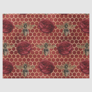 Papel De Seda Série de Abelhas Rosa Vermelha Design 29