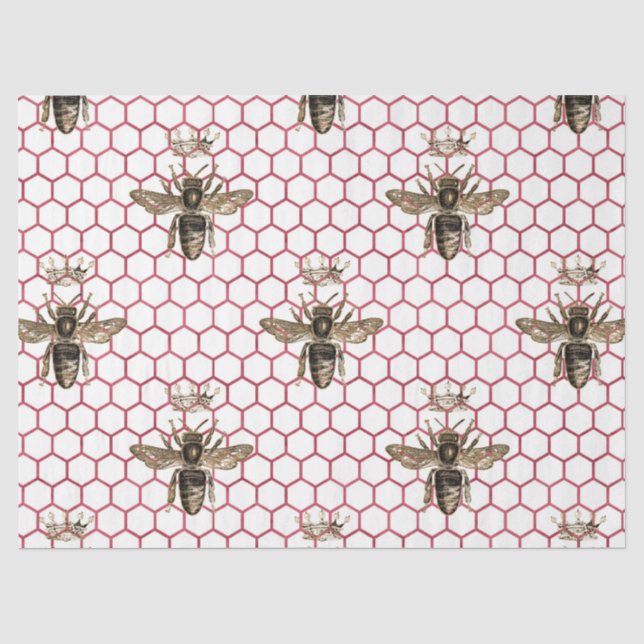 Papel De Seda Série de Abelhas Rosa Vermelha Design 34 (Frente )