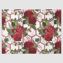 Papel De Seda Série de Abelhas Rosa Vermelha Design 49