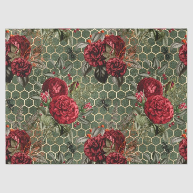 Papel De Seda Série de Abelhas Rosa Vermelha Design 58 (Frente )