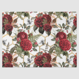 Papel De Seda Série de Abelhas Rosa Vermelha Design 62