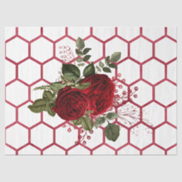 Papel De Seda Série de Abelhas Rosa Vermelha Design 65