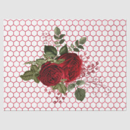 Papel De Seda Série de Abelhas Rosa Vermelha Design 67