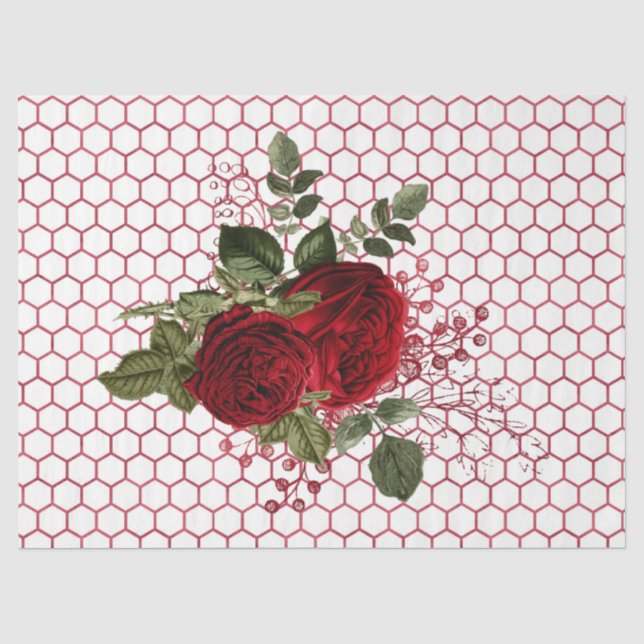 Papel De Seda Série de Abelhas Rosa Vermelha Design 67 (Frente )