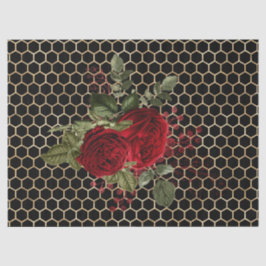 Papel De Seda Série de Abelhas Rosa Vermelha Design 68