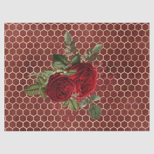 Papel De Seda Série de Abelhas Rosa Vermelha Design 69 (Frente )