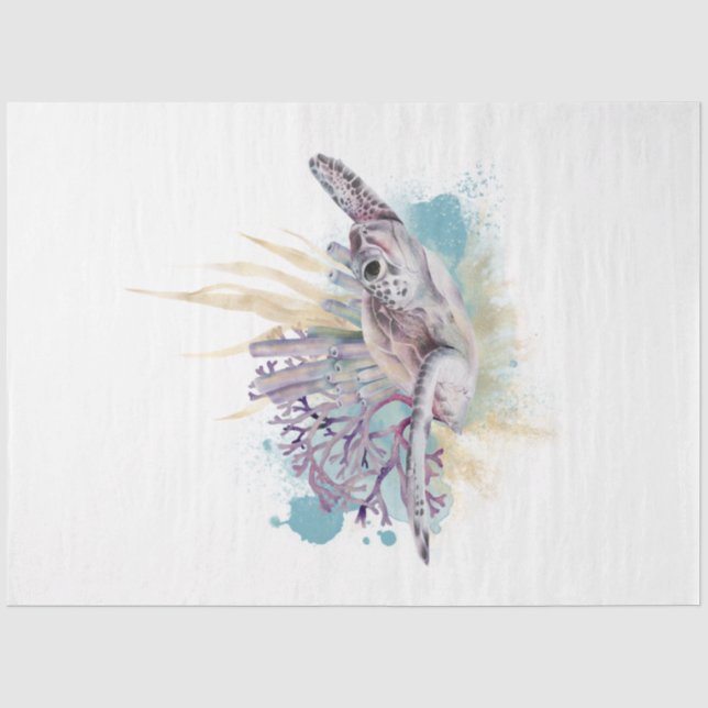 Papel De Seda Série de Aquarela Subaquática Design 5 (Frente )