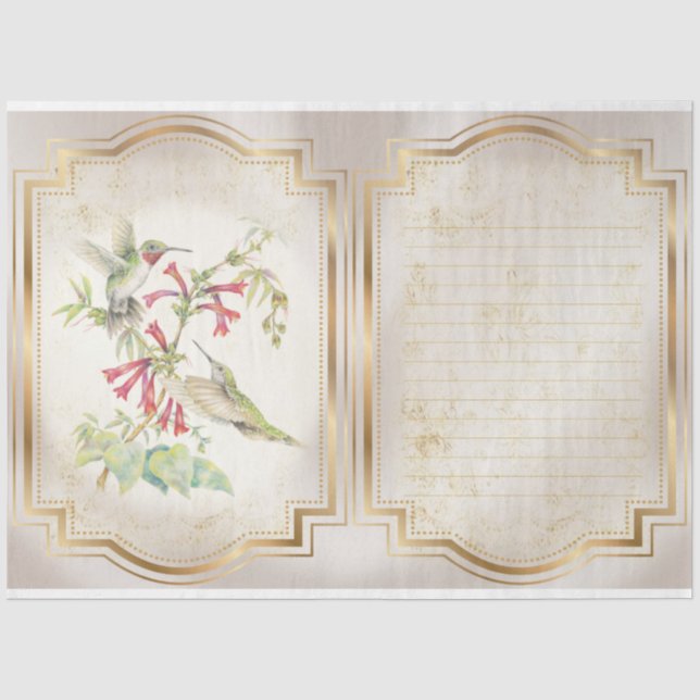 Papel De Seda Série de Beija-flores Design 3 (Frente )