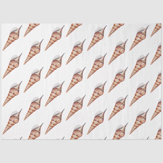 Papel De Seda Série de Conchas de Aquarela Subaquática Design 30 (Frente )