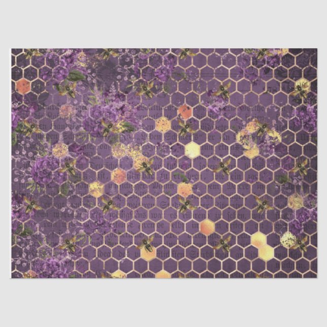 Papel De Seda Série de Design Abelha Roxa 12 (Frente )