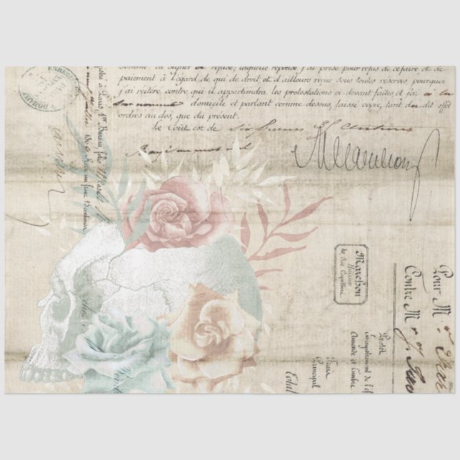 Papel De Seda Série de Design de Efêmeras Florais Boho #6 (Frente )
