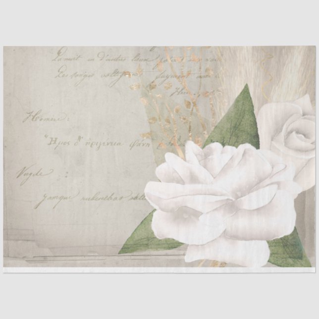 Papel De Seda Série de Design de Efêmeras Florais Boho #7 (Frente )