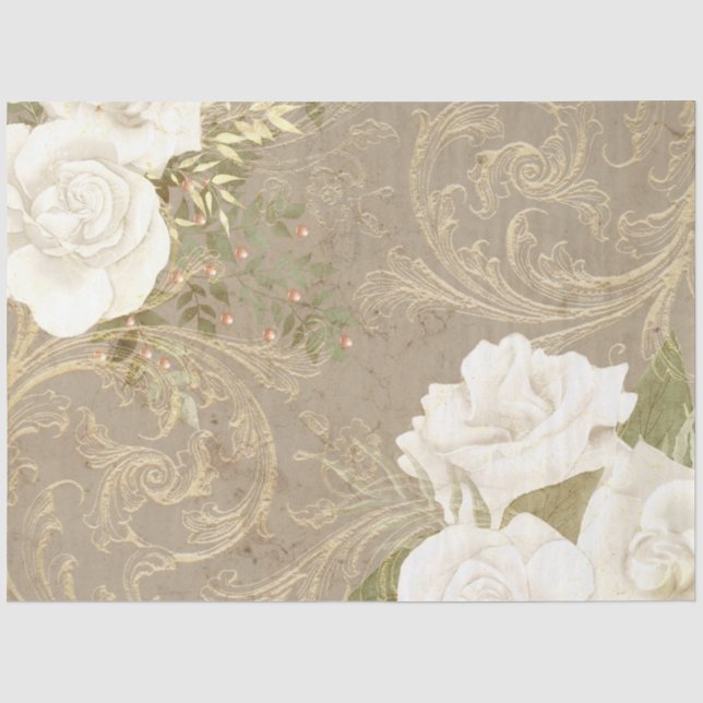 Papel De Seda Série de Design de Efêmeras Florais Boho #8 (Frente )