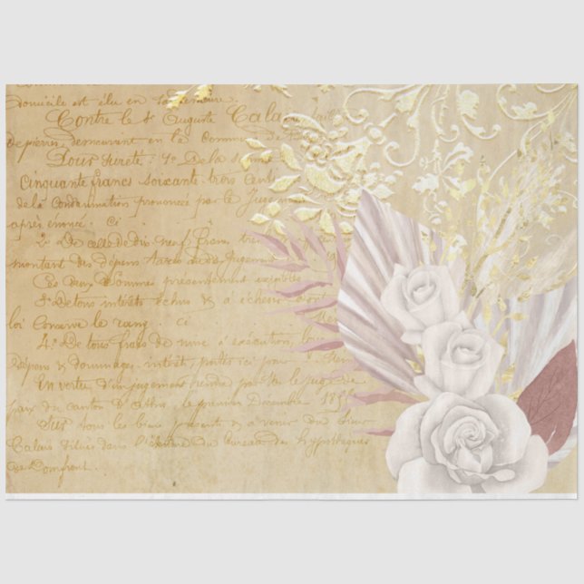 Papel De Seda Série de Design de Efêmeros Florais Boho #9 (Frente )