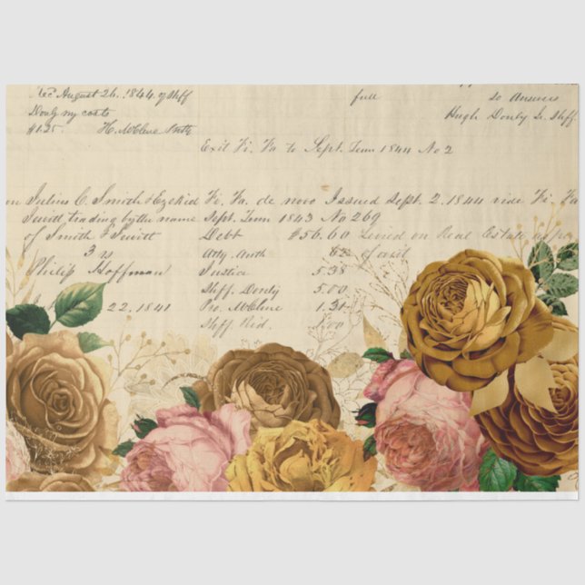 Papel De Seda Série de Design de Flores e Efêmeras #13 (Frente )