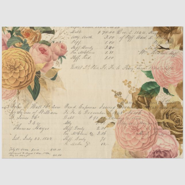 Papel De Seda Série de Design de Flores e Efêmeras #9 (Frente )
