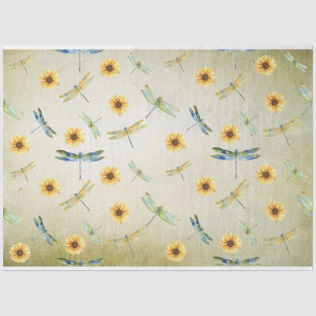 Papel De Seda Série de Design de Girassol e Libélula 6 (Frente )