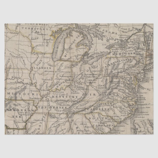 Papel De Seda Série de Design de Mapa Antigo 9 (Frente )