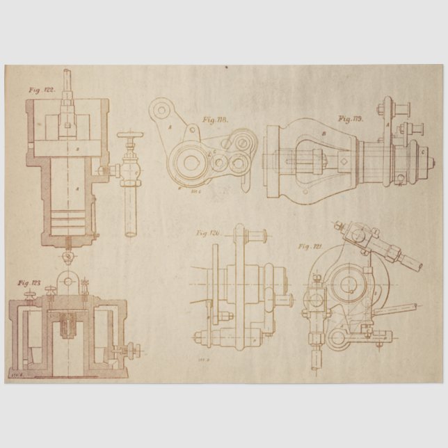Papel De Seda Série de Design de Steampunk Mecânico #2 (Frente )