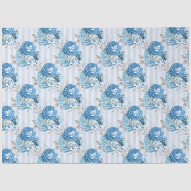 Papel De Seda Série de Design Floral Azul 11 (Frente )