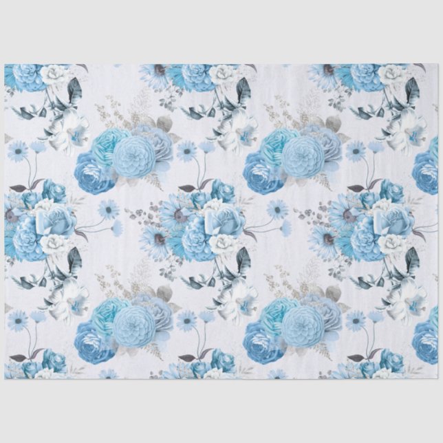 Papel De Seda Série de Design Floral Azul 2 (Frente )