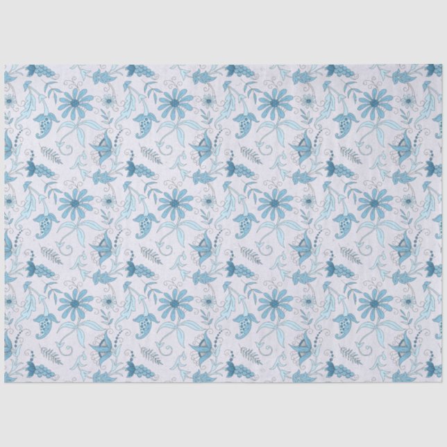 Papel De Seda Série de Design Floral Azul 7 (Frente )