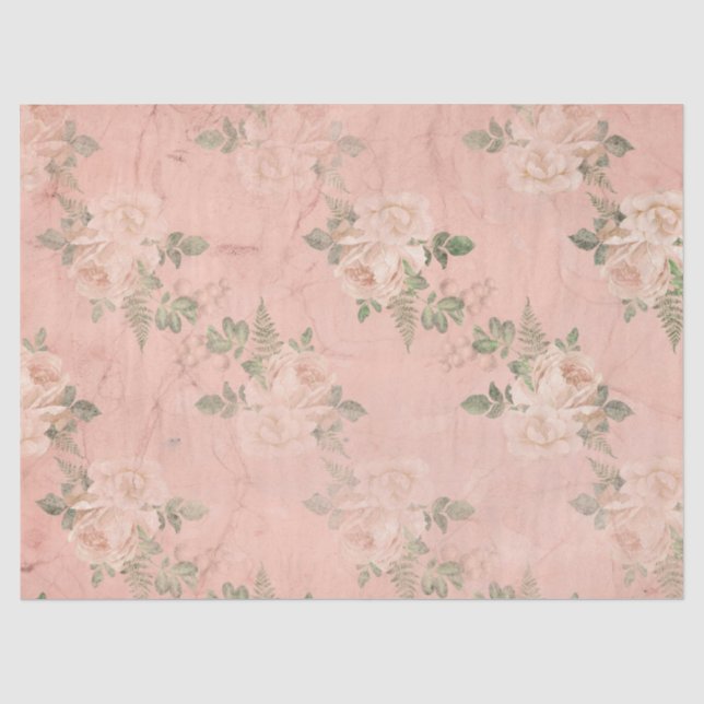 Papel De Seda Série de Design Floral Desbotado Pêssego 3 (Frente )