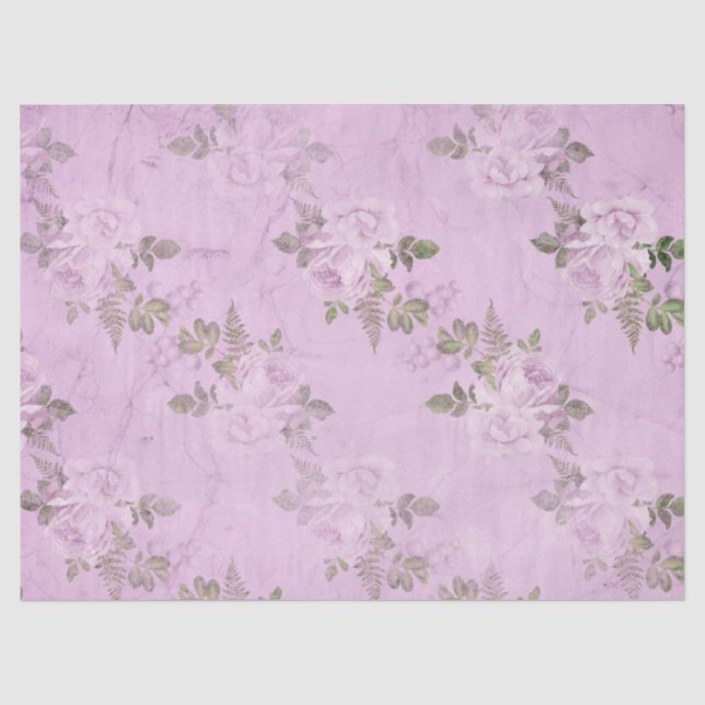 Papel De Seda Série de Design Floral Desbotado Roxo 10 (Frente )