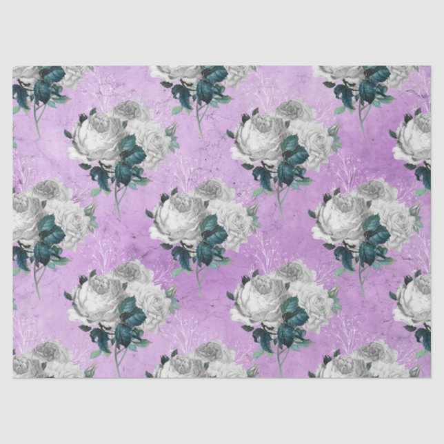 Papel De Seda Série de Design Floral Desbotado Roxo 8 (Frente )