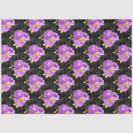 Papel De Seda Série de design floral dourado e roxo 16
