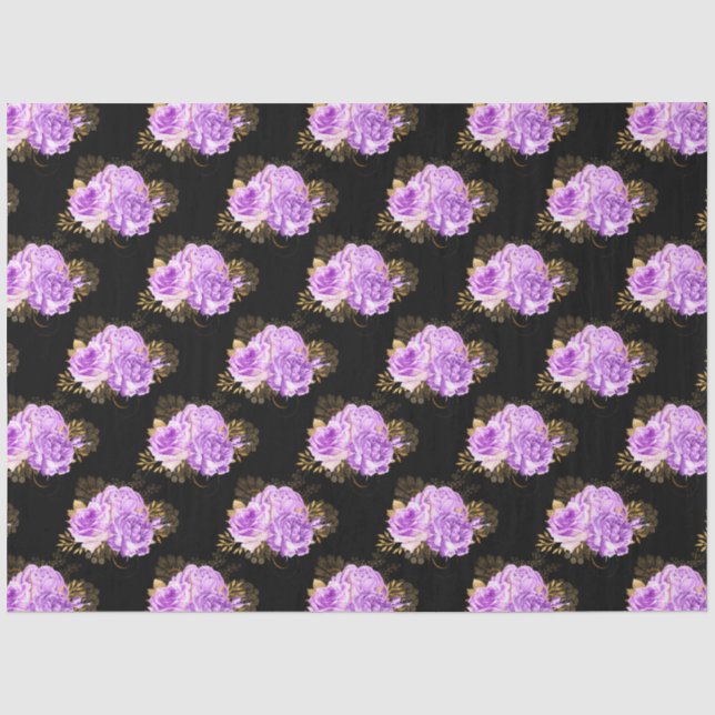 Papel De Seda Série de design floral dourado e roxo 18 (Frente )