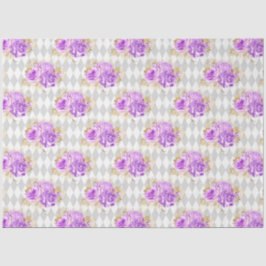 Papel De Seda Série de design floral dourado e roxo 2