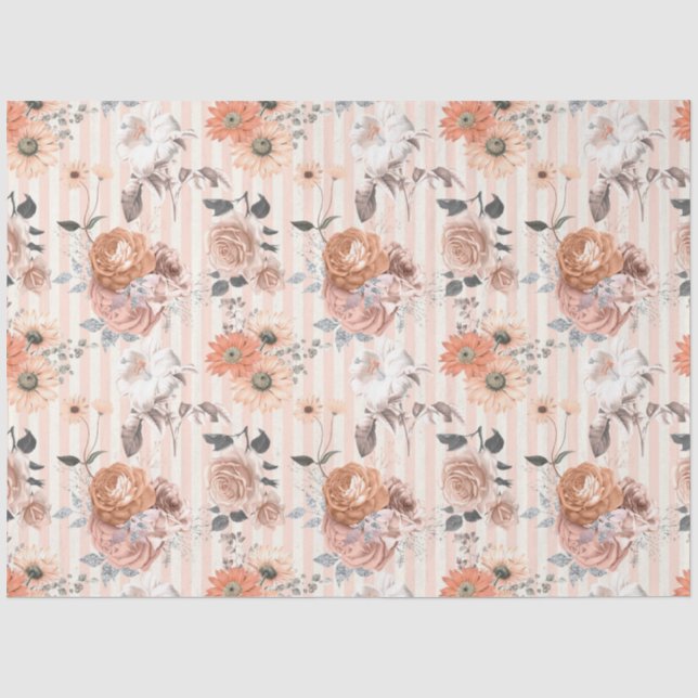 Papel De Seda Série de Design Floral Pêssego 3 (Frente )