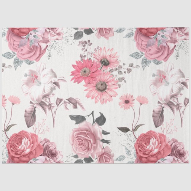 Papel De Seda Série de design floral rosa 12 (Frente )