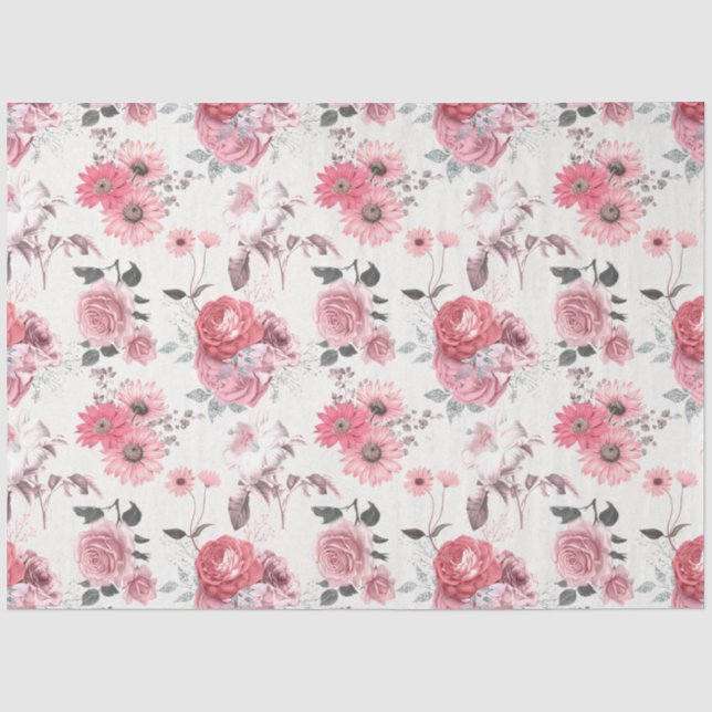 Papel De Seda Série de Design Floral Rosa 7 (Frente )