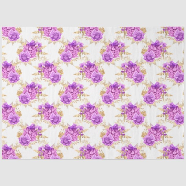 Papel De Seda Série de Design Floral Roxo e Dourado 9 (Frente )