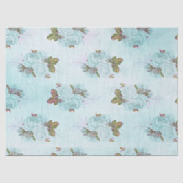 Papel De Seda Série de Design Floral Turquesa Desbotada 10