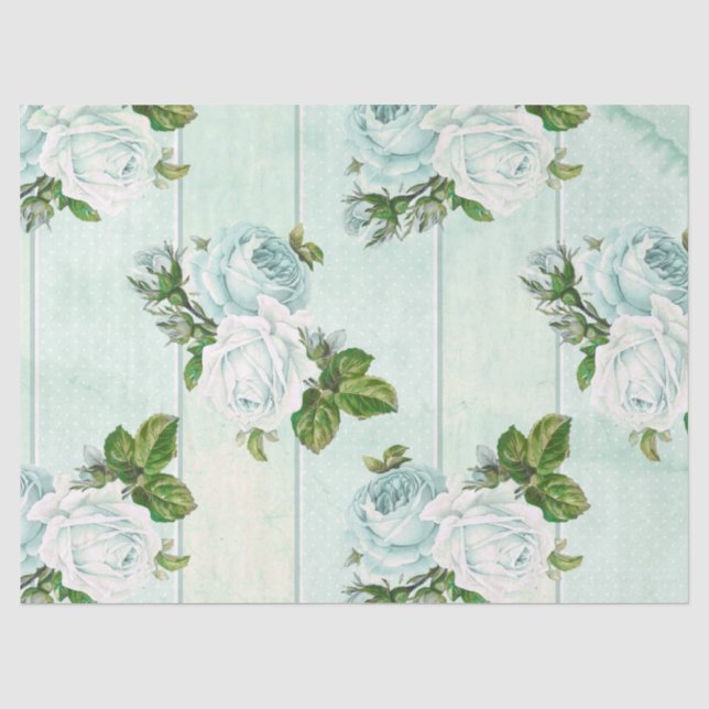 Papel De Seda Série de Design Floral Turquesa Desgastada 11 (Frente )