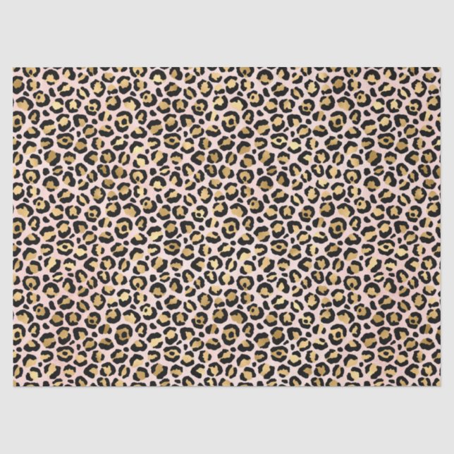 Papel De Seda Série de Design Leopardo Rosa e Dourado 12 (Frente )