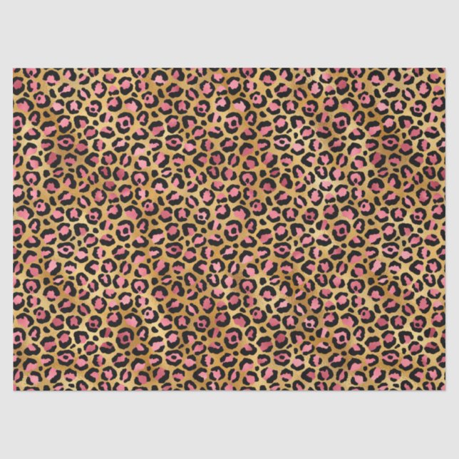 Papel De Seda Série de Design Leopardo Rosa e Dourado 13 (Frente )