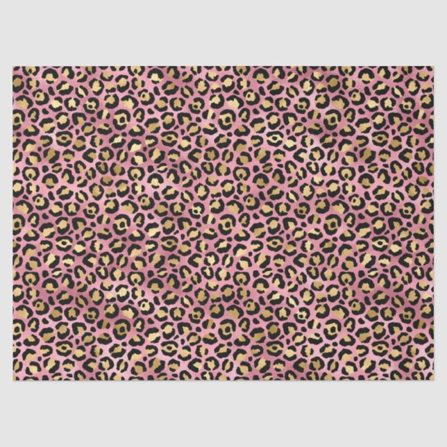 Papel De Seda Série de Design Leopardo Rosa e Dourado 15 (Frente )