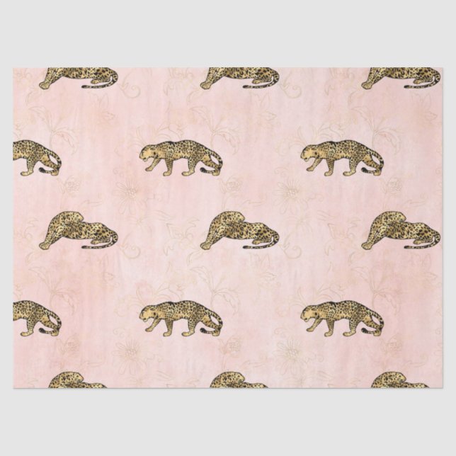 Papel De Seda Série de Design Leopardo Rosa e Dourado 18 (Frente )