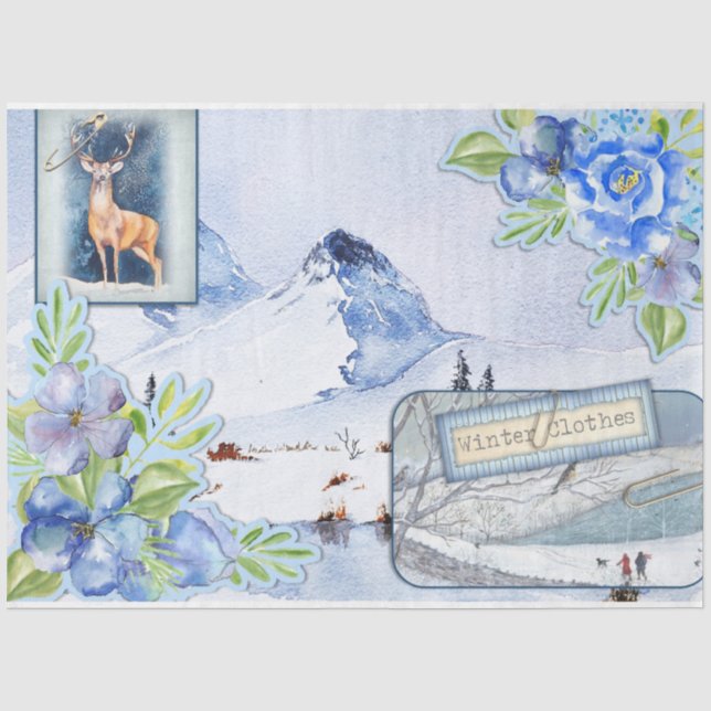 Papel De Seda Série de Efêmeros da Floresta de Inverno Design 6 (Frente )