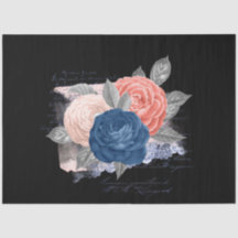Série de Ephemera Floral Rosa e Azul-Marinho Desig