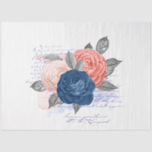 Série de Ephemera Floral Rosa e Azul-Marinho Desig