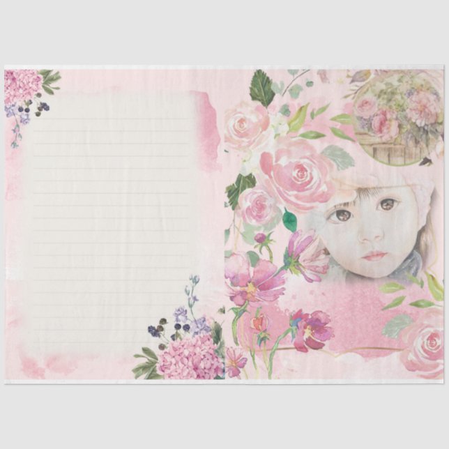 Papel De Seda Série de Escrita Shabby Chic Design 1 (Frente )