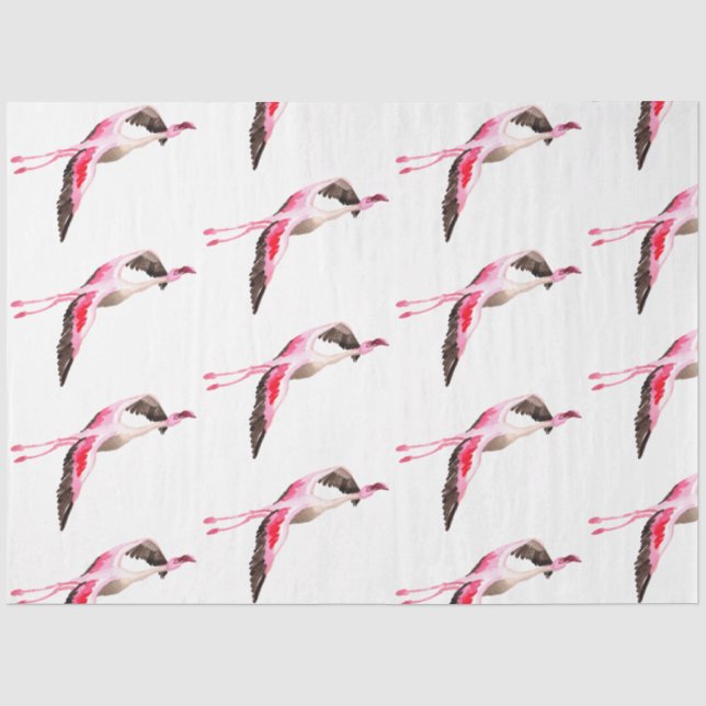 Papel De Seda Série de Flamingo em Aquarela Design 10 (Frente )