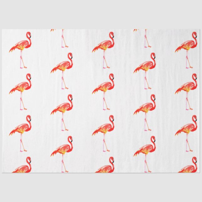 Papel De Seda Série de Flamingo em Aquarela Design 5 (Frente )